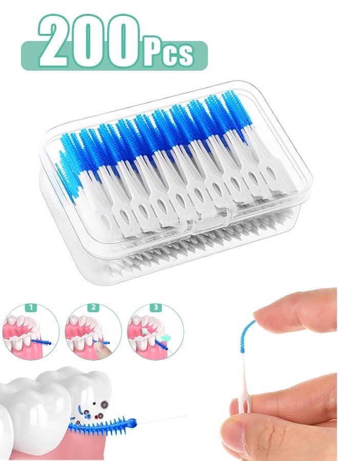 200PCS Portable Silica Gel Toothpick Toothbrush Original Suitable for Oral Care of Adults and Children,Toothpick Brushes Teeth Cleaning Tool (Blue) - Image 1