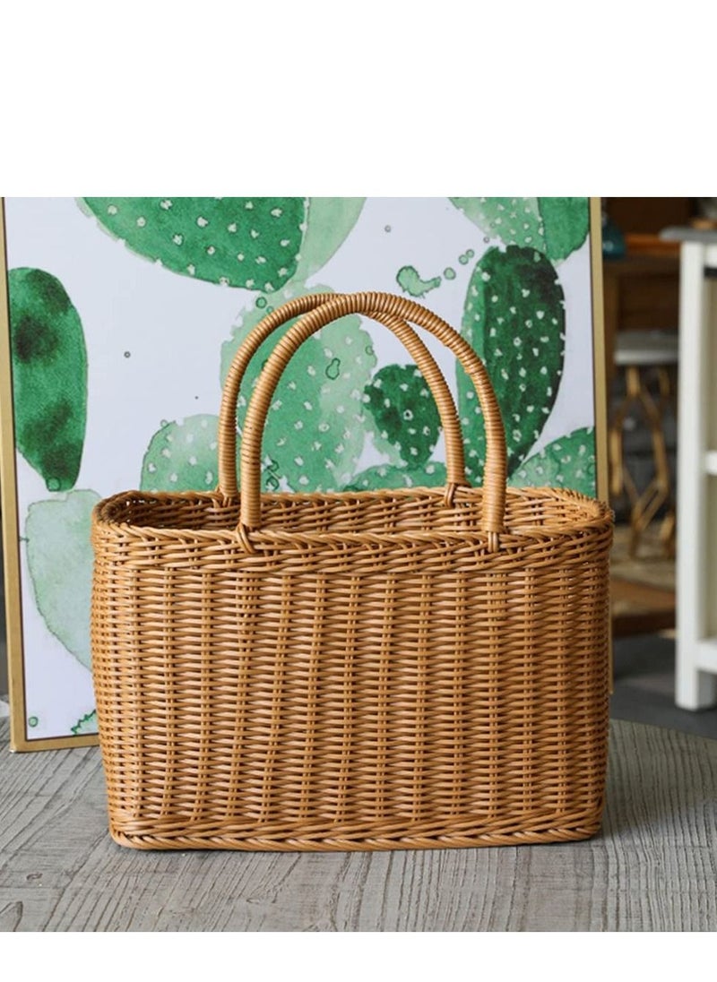 Y&D African Market Basket Large Oval Plastic with Handle Grocery Bag Shopping  - Image 2