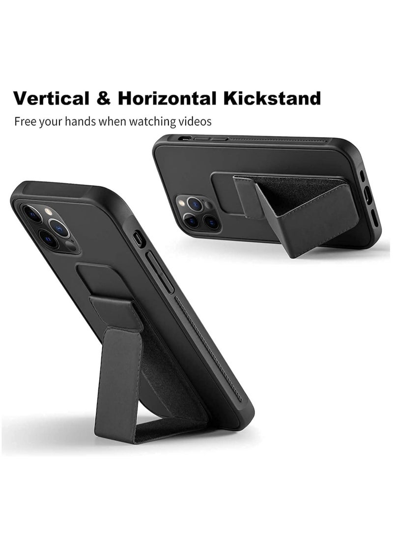 ELTRAZONE IPhone 14 Pro Case with Magnetic Foldable Back Stand and Holder, Cover with Finger Strap and Hand Grip, Magnetic Car Mount Kickstand IPhone 14 Pro (Black) - Image 4