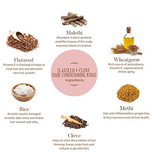 Ohria Ayurveda Flaxseed & Clove Hair Conditioning Rinse | Condition, Soften & Protects | Vitamin E-Enriched | 8gm (20 Pouches) - Image 4