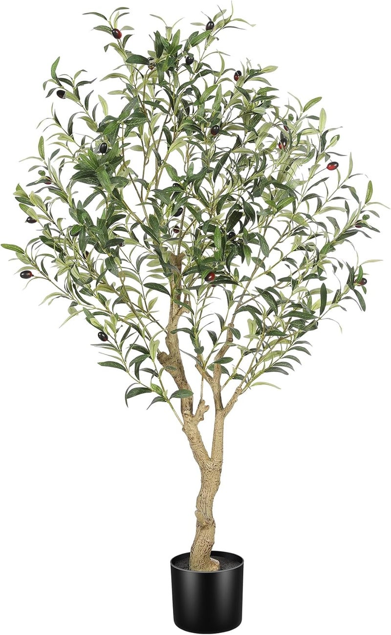 LYERSE 4ft Olive Tree - Olive Trees Artificial Indoor - Faux Olive Tree 4ft with Large Olive Branches and Lifelike Fruits - Fake Olive Tree for Modern Home Office House Living Room Decor - Image 1
