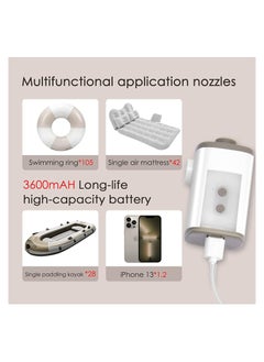 SYOSI مضخة هواء كهربائية محمولة ببطارية 3600mAh مضخة هواء صغيرة خفيفة + مضخة تفريغ + أضواء تخييم. مناسبة للتخييم والسفر والمشي في الهواء الطلق  - Image 3