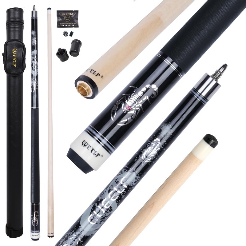 CUEELF Pool Cue Stick for Adults Professional Low Deflection Shaft Billiard Stick 125mm Tip Canadian Maple Pool Cue Stick with Titanium Alloy Joint SCOXBlackSet 195 oz - Image 2