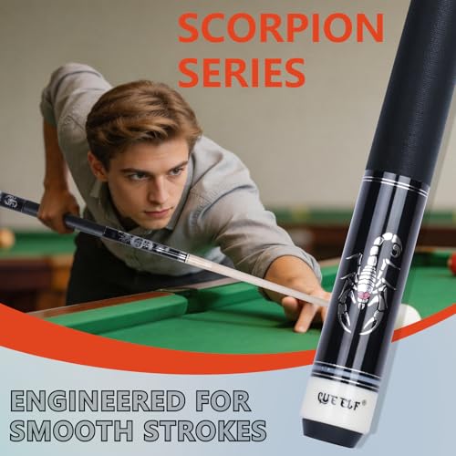 CUEELF Pool Cue Stick for Adults Professional Low Deflection Shaft Billiard Stick 125mm Tip Canadian Maple Pool Cue Stick with Titanium Alloy Joint SCOXBlackSet 195 oz - Image 3