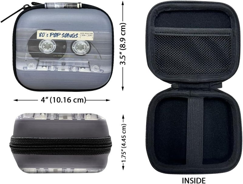 WIRESTER Portable Headphone Case, Earphone Storage Bag Carrying Case, Earbud Holder with Carabiner Compatible with Raycon Fitness Bluetooth True Wireless Earbuds - Retro Clear Cassette Tape Pop Songs - Image 3