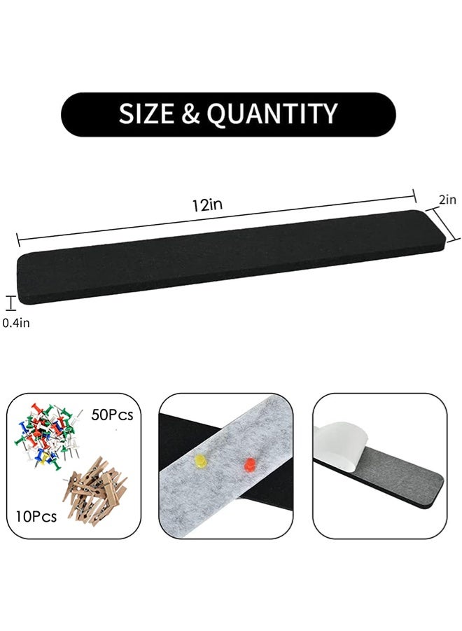GNAFOTU 8 pcs Bulletin Board Bar Strips with 50 Pushpins & 10 Wooden Clip pins，Self Adhesive Cork Board for Wall，Felt Pin Board for School，Office Decor - Image 4