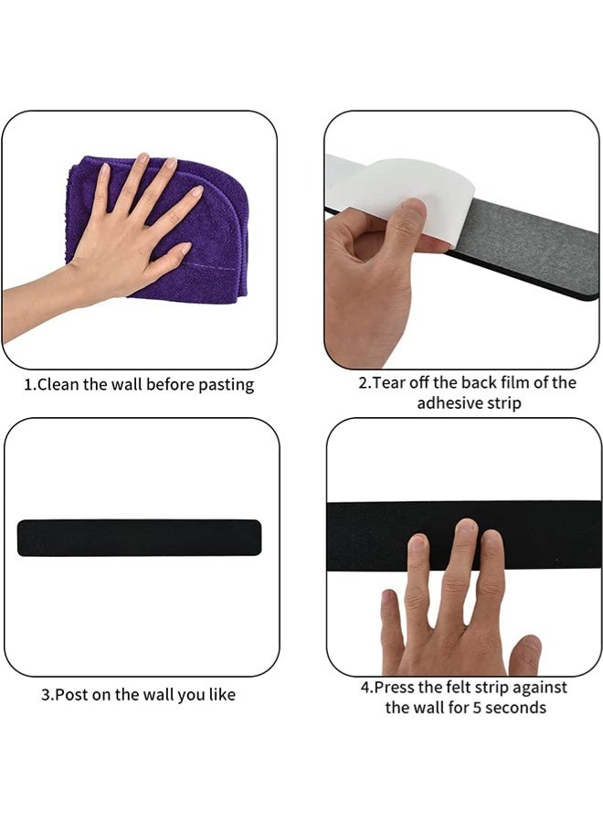 GNAFOTU 8 pcs Bulletin Board Bar Strips with 50 Pushpins & 10 Wooden Clip pins，Self Adhesive Cork Board for Wall，Felt Pin Board for School，Office Decor - Image 3