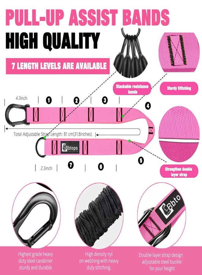 Bbtops Pull Up Assistance Bands,Up to 300 lbs Assistance,Adjustable Heavy Duty 4 Pull Up Bands with Handle and Door Anchor for Home Gym Fitness Exercise Strength Training Workout Equipment Pink - Image 4