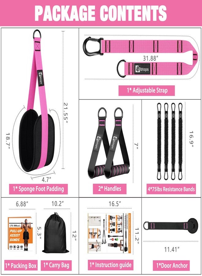 Bbtops Pull Up Assistance Bands,Up to 300 lbs Assistance,Adjustable Heavy Duty 4 Pull Up Bands with Handle and Door Anchor for Home Gym Fitness Exercise Strength Training Workout Equipment Pink - Image 5