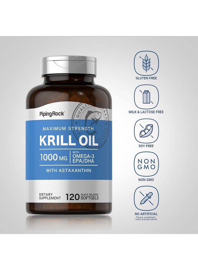 Piping Rock Krill Oil 1000Mg Softgels ; 120 Count ; Omega 3 Epa Dha Supplement ; With Astaxanthin ; Maximum Strength ;Non Gmo Gluten Free  - Image 4