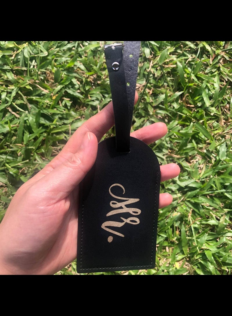 Mr and Mrs Luggage Tags, Honeymoon Gifts Wedding Gifts for Bride, PU Leather Travel Tags with Name ID Address Card (White & Black) - Image 5