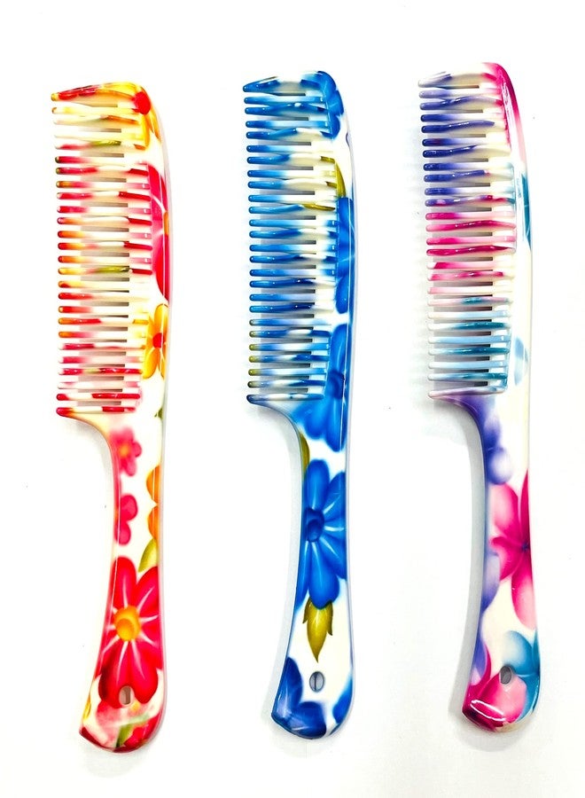 Maple Premium Dressing Detangling Printed Handle Hair Comb Combo Set Italy Comb for Men,Women (Multicolour), Imported, Pack of 3 - Image 2
