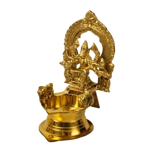 Spillbox Traditional Brass Varagi Kamachi Diya for Puja Deepam Oil Lamp for Home |Kamatchi Devi Maa|Kamatchi Amman Vilakku[Height: 4.5inch][Weight: 310] - Varagi Amman Small - Image 4
