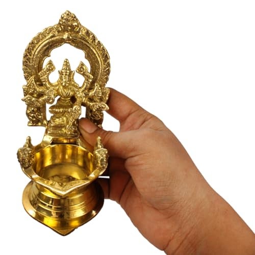 Spillbox Traditional Brass Varagi Kamachi Diya for Puja Deepam Oil Lamp for Home |Kamatchi Devi Maa|Kamatchi Amman Vilakku[Height: 4.5inch][Weight: 310] - Varagi Amman Small - Image 5