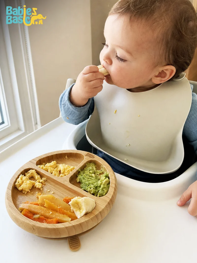 Babies Basic Babies Basic Bamboo Plate with Silicone Suction for Kids, Beige