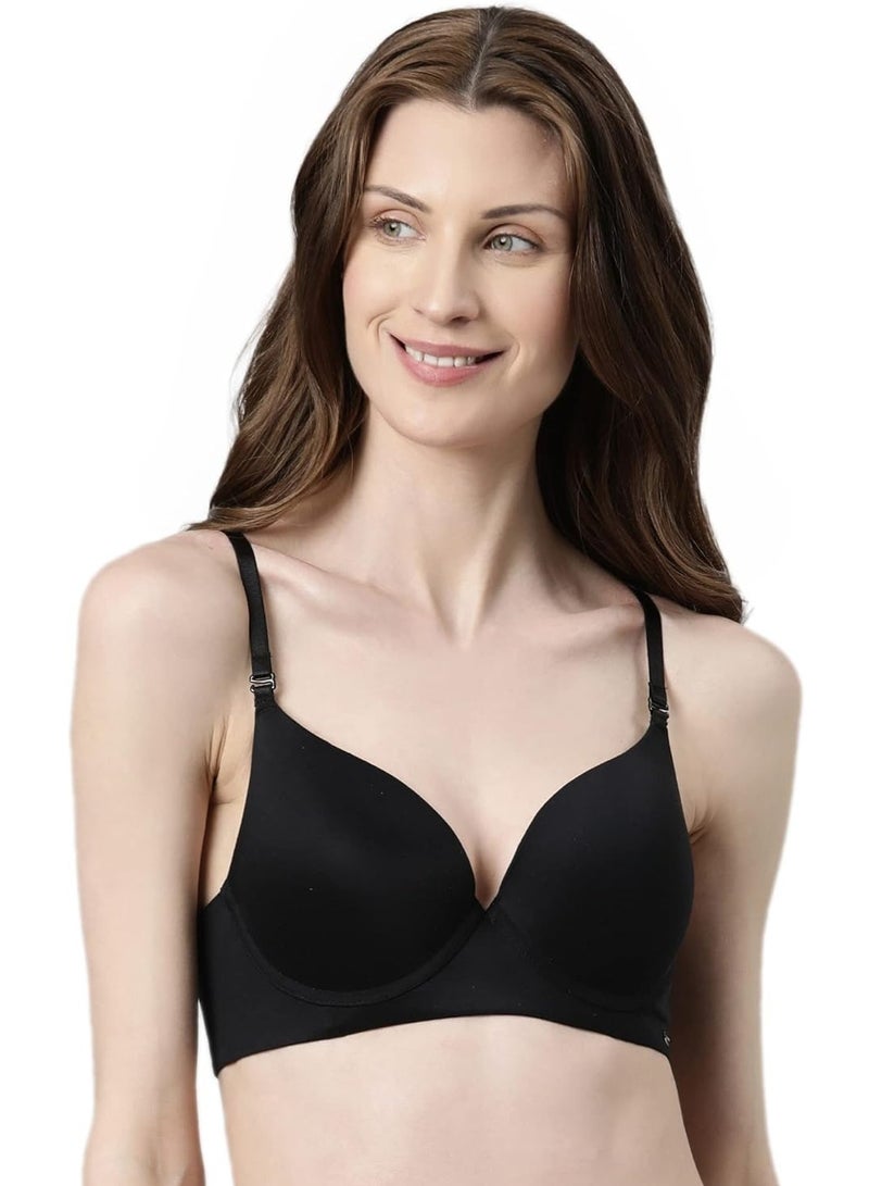 enamor Women Underwire Push Up Soft Cup Bra Adjustable Strap Black - Image 1
