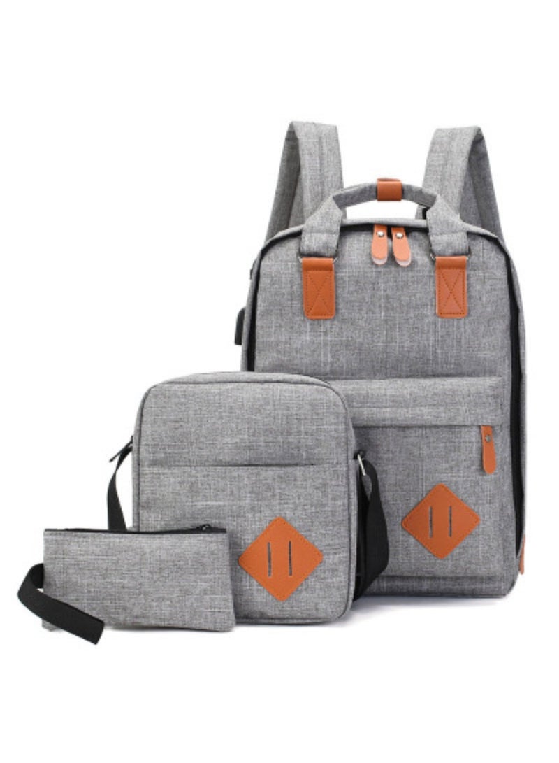 NIBEMINENT 3 Piece Casual Backpack Grey  - Image 1