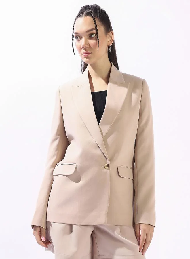 HIGH STAR  Women's Doe Skin Polyester Blend Solid Tailored Fit Blazer for Women | Best Price UAE