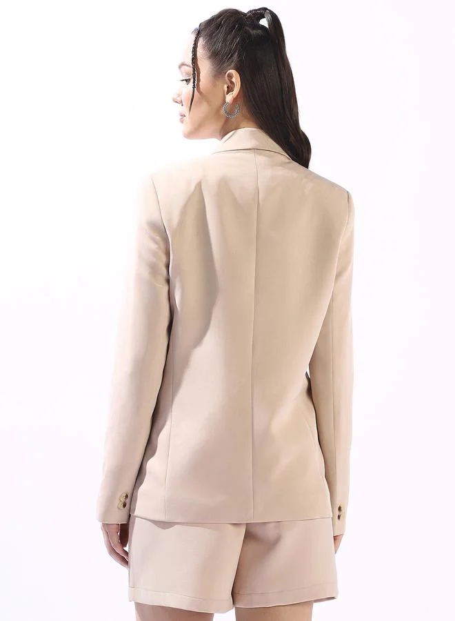 HIGH STAR  Women's Doe Skin Polyester Blend Solid Tailored Fit Blazer for Women | Best Price UAE