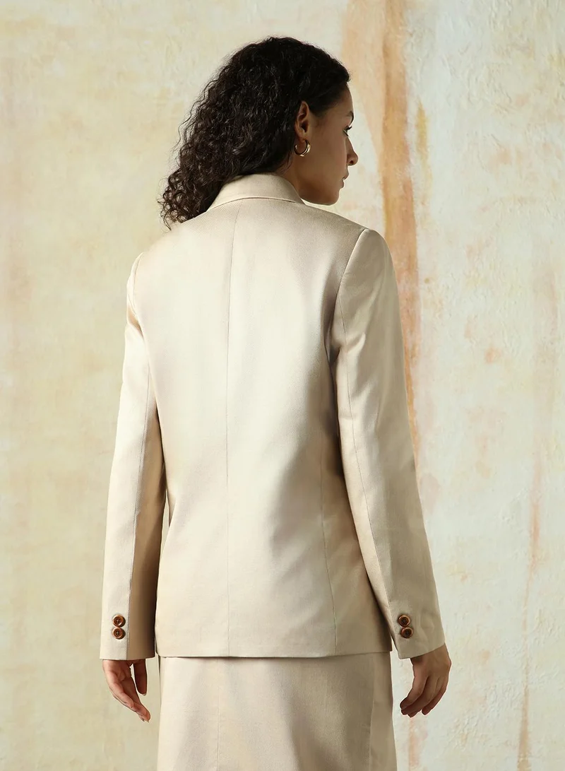 HIGH STAR  Women's Doe Skin Polyester Blend Solid Tailored Fit Blazer for Women | Best Price UAE