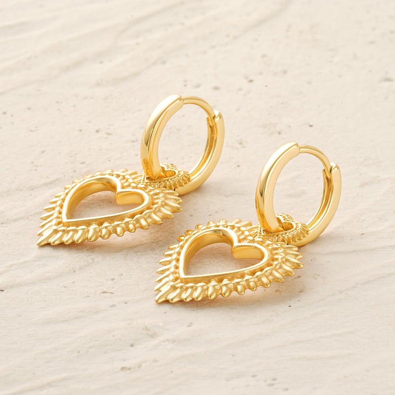MYEARS Women Heart Earrings Gold Huggie Hoop Dangle Drop 14K Gold Plated Small Simple Hypoallergenic Everyday Jewelry - Image 5