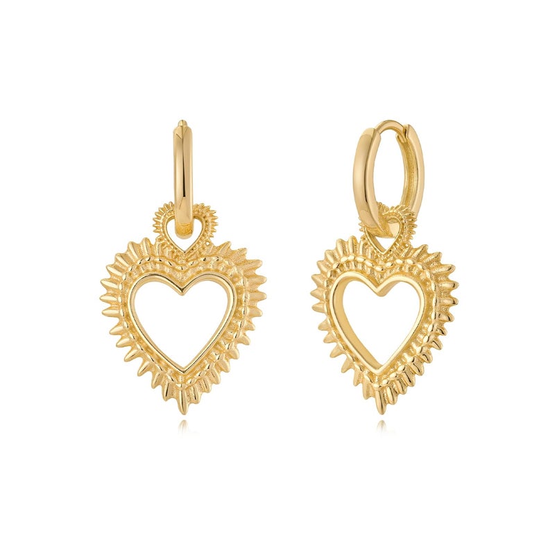 MYEARS Women Heart Earrings Gold Huggie Hoop Dangle Drop 14K Gold Plated Small Simple Hypoallergenic Everyday Jewelry - Image 1