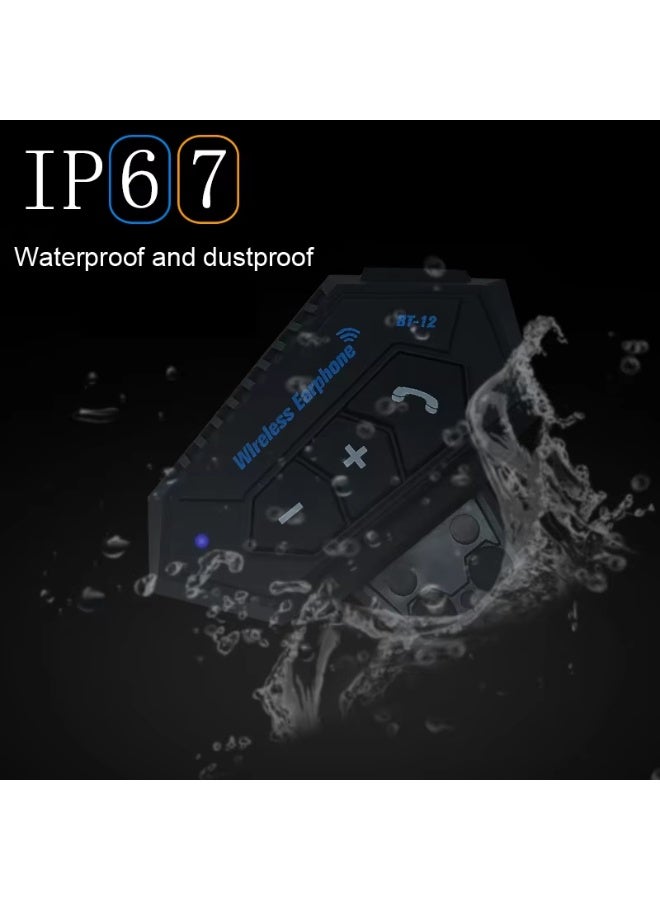 EUROFONE Bluetooth Helmet Headset, IP67 Waterproof Motorcycle Helmet Stereo Bluetooth 5.0 Headset, Music Earphones with 500mAh Battery, 20 Hours Playtime, Dual Device Connection, Easy Installation for All Helmets - Image 4