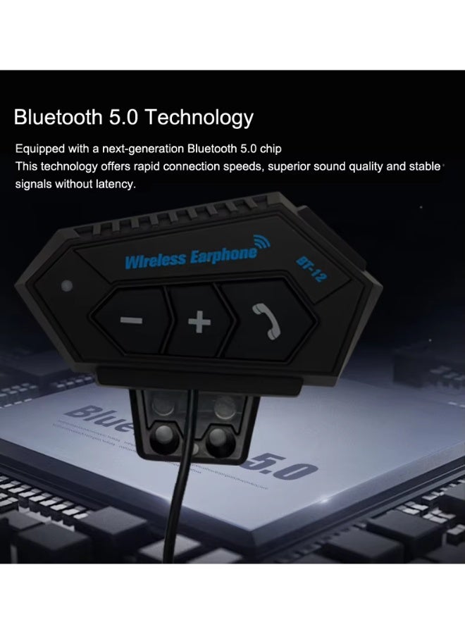 EUROFONE Bluetooth Helmet Headset, IP67 Waterproof Motorcycle Helmet Stereo Bluetooth 5.0 Headset, Music Earphones with 500mAh Battery, 20 Hours Playtime, Dual Device Connection, Easy Installation for All Helmets - Image 2