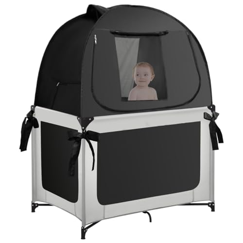 L RUNNZER Pack N Play Blackout Cover, Portable Travel Essential Pack N Play Cover, Dark Pack and Play Blackout Cover for Baby Sleeping, Block 90% + Light - Image 1