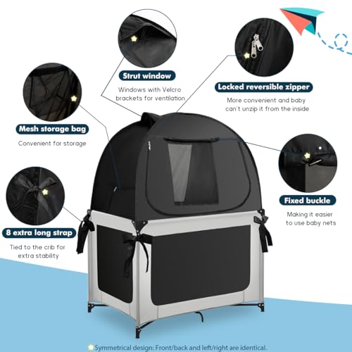 L RUNNZER Pack N Play Blackout Cover, Portable Travel Essential Pack N Play Cover, Dark Pack and Play Blackout Cover for Baby Sleeping, Block 90% + Light - Image 4