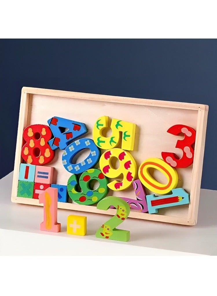مجموعة تعليمية تتضمن الأرقام والحروف الأبجدية بتصميم خشبي ثلاثي الأبعاد بألوان وأشكال رسومية مميزة، أدوات تعليمية مساعدة  من مونتيسوري مخصصة للتعليم المبكر للأطفال الصغار للمنزل والمراكز التعليمية - Image 3