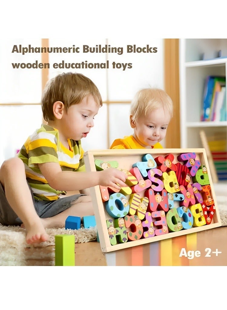 مجموعة تعليمية تتضمن الأرقام والحروف الأبجدية بتصميم خشبي ثلاثي الأبعاد بألوان وأشكال رسومية مميزة، أدوات تعليمية مساعدة  من مونتيسوري مخصصة للتعليم المبكر للأطفال الصغار للمنزل والمراكز التعليمية - Image 5