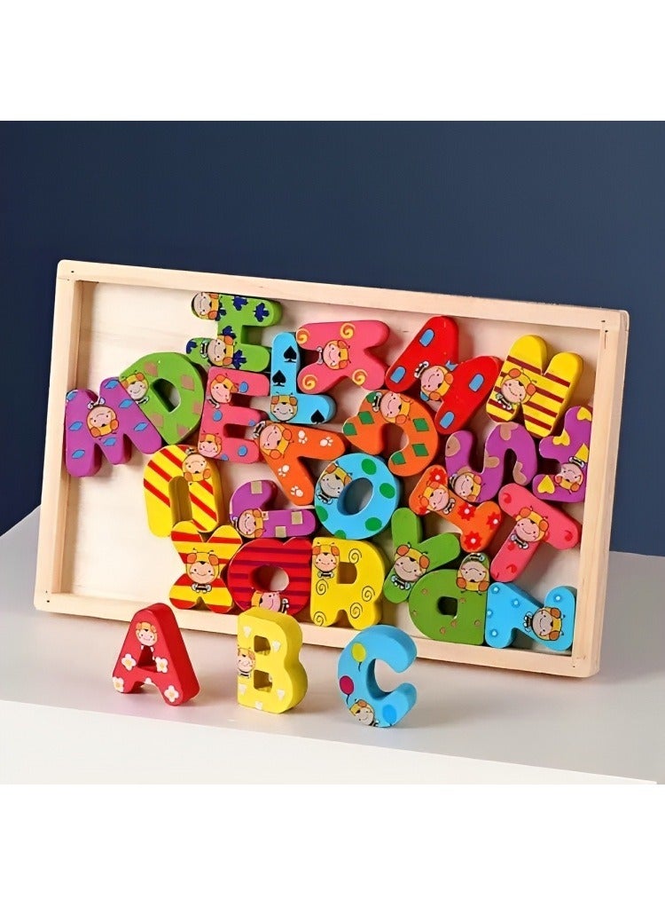 مجموعة تعليمية تتضمن الأرقام والحروف الأبجدية بتصميم خشبي ثلاثي الأبعاد بألوان وأشكال رسومية مميزة، أدوات تعليمية مساعدة  من مونتيسوري مخصصة للتعليم المبكر للأطفال الصغار للمنزل والمراكز التعليمية - Image 2