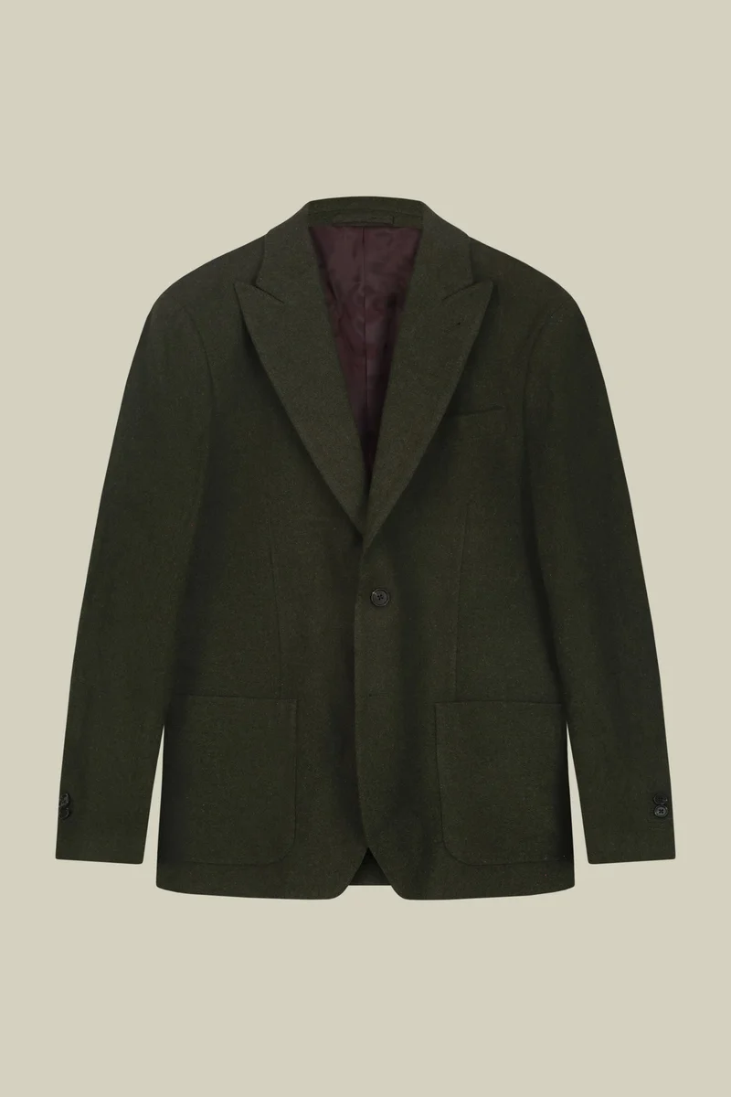 Doppelganger Green Men's single-breasted jacket in wool blend with herringbone pattern regular fit - Green for Men | Best Price UAE