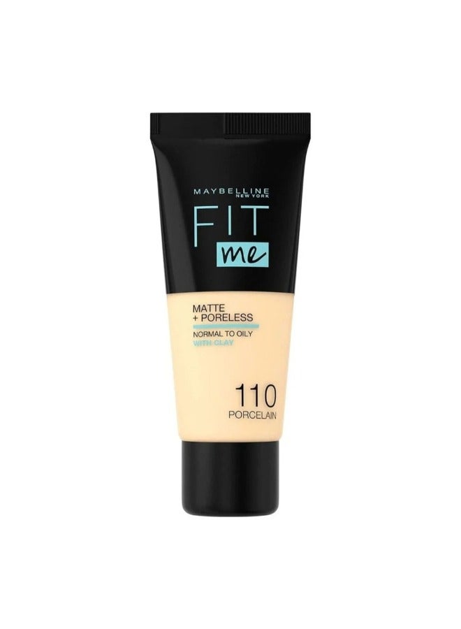 MAYBELLINE NEW YORK Maybelline Fit Me Matte + Poreless Foundation Normal To Oily With Clay - 110 Porcelain - Image 1
