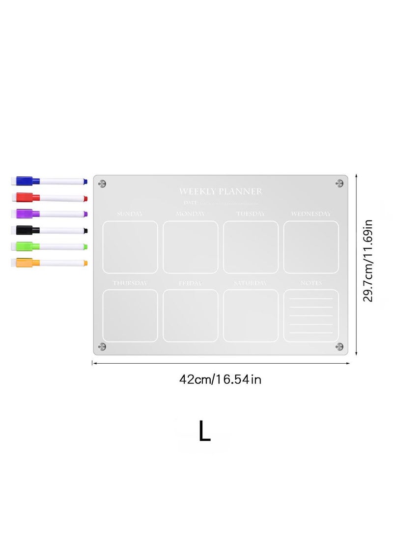 Magnetic Transparent Acrylic Week Plan Memo Message Board Erasable Magnetic Refrigerator Sticker - Image 1