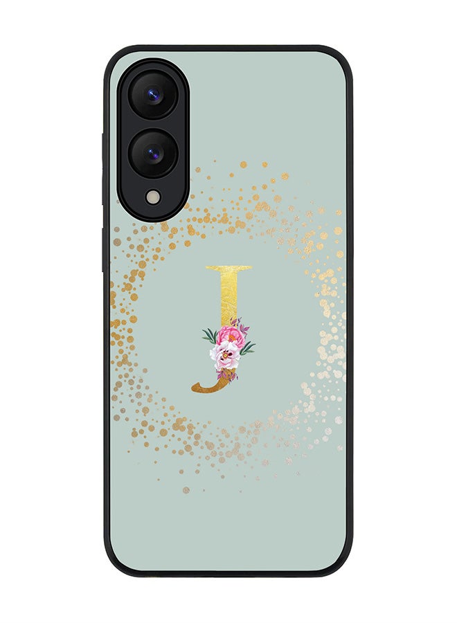 Stylizedd For Samsung Galaxy S25 Edge Case,Slim fit Camera Protection, Shockproof Thin Phone cover  - Custom Monogram Floral - J  (Light Grey )