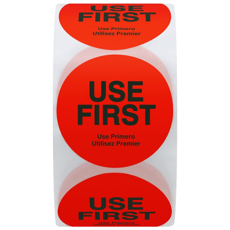 Hybsk USE First Stickers Restaurant Food Service FIFO Label 1.5 Inch Total 500 Labels Per Roll (Red) - Image 3