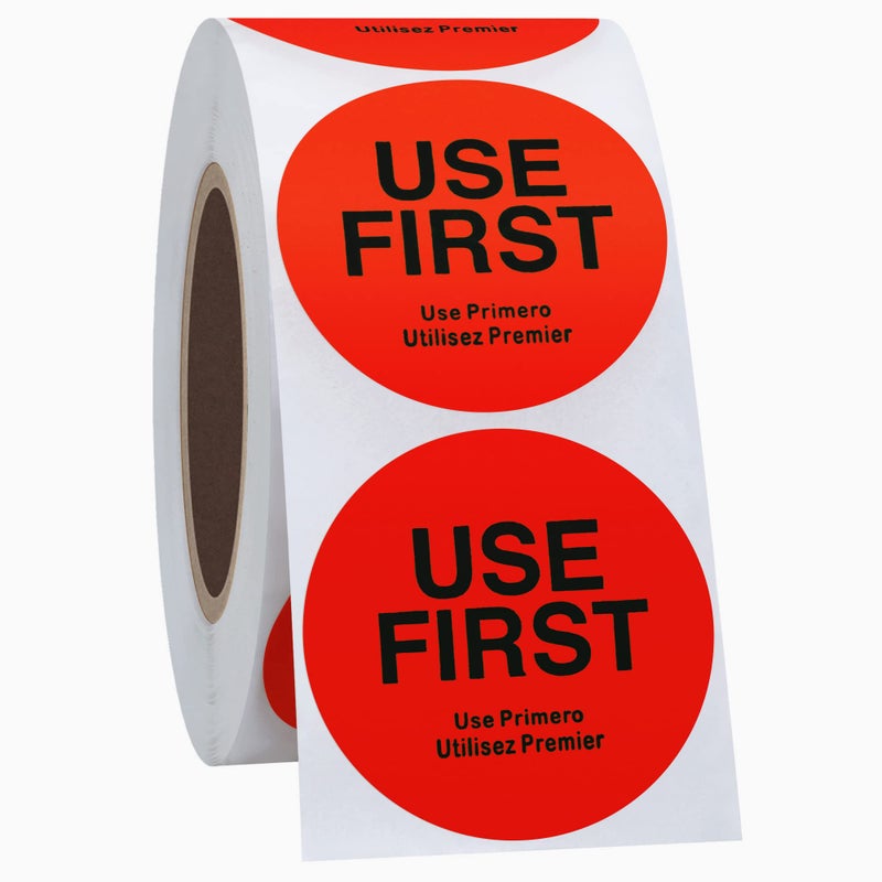 Hybsk USE First Stickers Restaurant Food Service FIFO Label 1.5 Inch Total 500 Labels Per Roll (Red) - Image 4