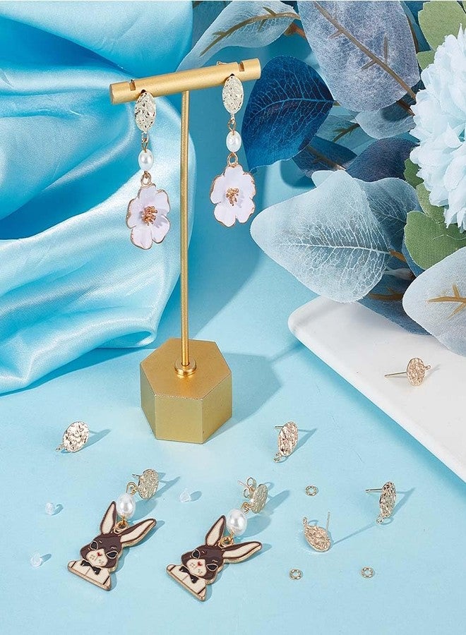 CREATCABIN 1 Box 80Pcs 18K Gold Plated Brass Oval Earring Findings with 10pcs Studs, 10pcs Jump Rings, 60pcs Ear Nuts (10 Gold Plated, 50 Plastic), 0.63x0.33 in, Gold - Image 4