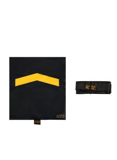 HilalFul Teeny Tiny Gold Makkah Polyester Prayer Mat | Muslim Praying Rug for Kids/Children | Water Resistant | Anti-Slip | Islamic Gift for Eid, Ramadan | For Travel | Lightweight | Soft Fabric