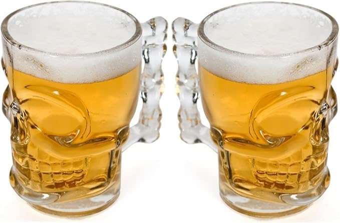 RAAHA RAAHA Crystal Skull Beer Mug Set 450ml Glass with Handle 2Piece - Image 3