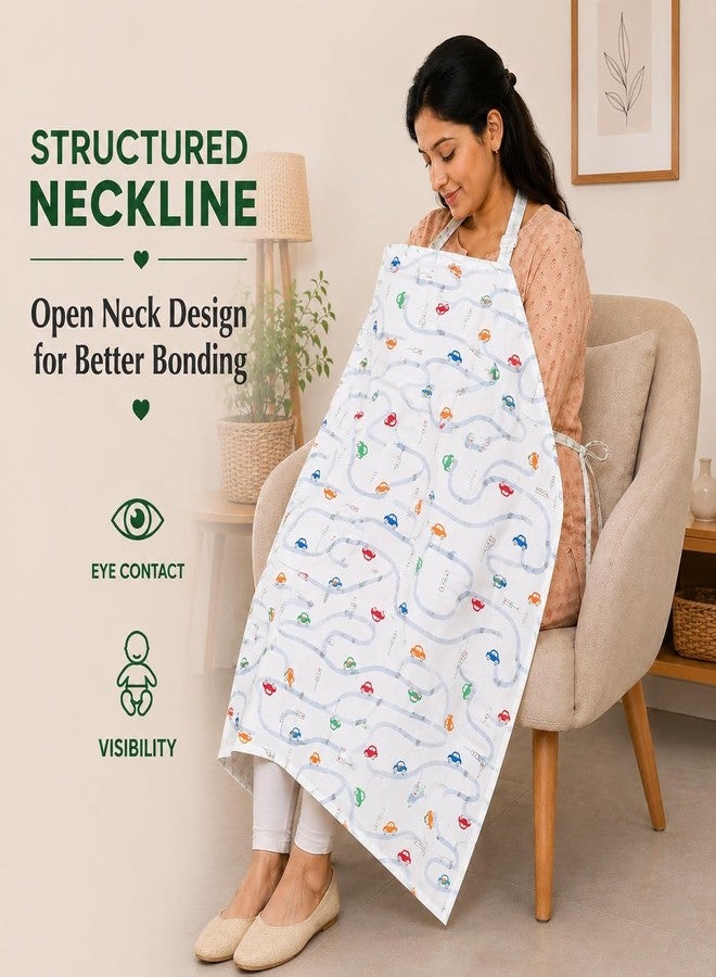 Motherly Nursing Cover for Breastfeeding Moms | Soft & Breathable Feeding Apron with Full Privacy | Multi-Use Feeding Cover, Feeding Scarf & Baby Cover | Blue Cloud Print - Image 5
