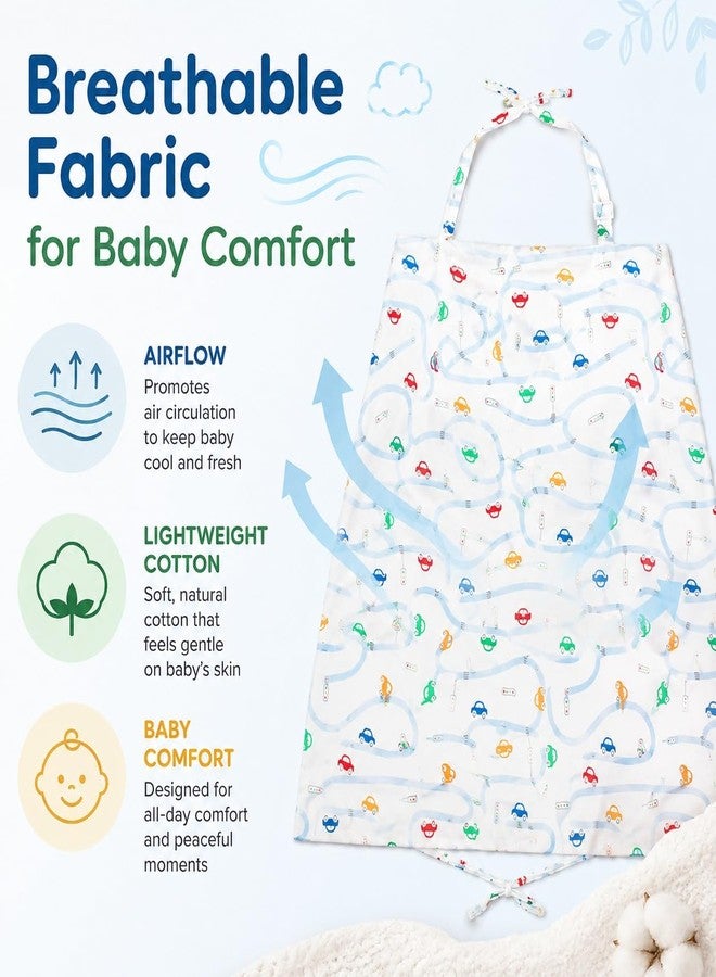Motherly Nursing Cover for Breastfeeding Moms | Soft & Breathable Feeding Apron with Full Privacy | Multi-Use Feeding Cover, Feeding Scarf & Baby Cover | Blue Cloud Print - Image 4