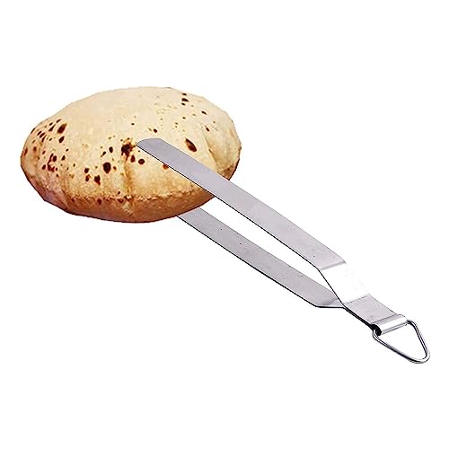 Adaamya® - 30 cm - Heavy Silver Stainless Steel Clamp (Chimta) Roti, Chapati, Bread, Phulka Grill Tong for Cooking & Kitchen Use (30 cm (XL)) - Image 1