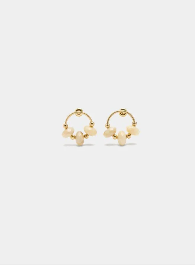 PARFOIS Beige Hoop earrings with beads for Women | Best Price UAE