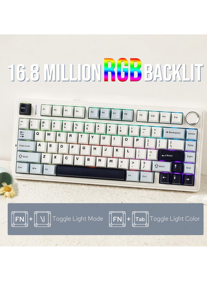 AULA F75 Ice Vein Switch Hot Swappable Mechanical Gaming Keyboard 3 Modes Connection Bluetooth/Wireless/USB-C  - Image 5