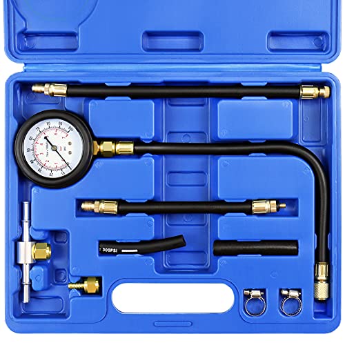 JIFETOR Fuel Injection Pump Pressure Tester Gauge Kit, Car Gasoline Gas Fuel Oil Injector Test Manometer Tool Set 0-100PSI, Universal for Auto Truck SUV Motorcycle ATV RV - Image 1
