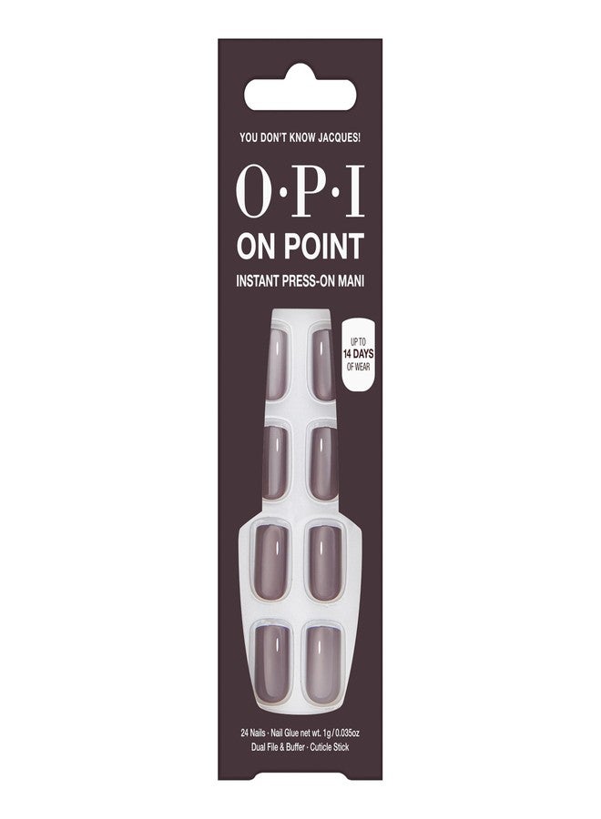 OPI On Point You Don't Know Jacques! | Short Round Dark Taupe Press On Nails | With Nail Glue | Long Lasting, Reusable, Non-damaging - Image 1