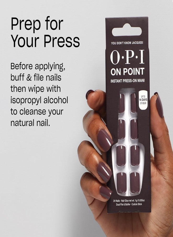 OPI On Point You Don't Know Jacques! | Short Round Dark Taupe Press On Nails | With Nail Glue | Long Lasting, Reusable, Non-damaging - Image 5